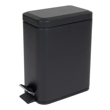 Відро для сміття з плавним закриттям прямокутне ZERIX SANSA-TC0105 BLACK 5 л (колір чорний) (ZX5894)