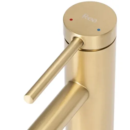 Змішувач для раковини (умивальника) REA FOSS BRUSHED GOLD золотий матовий низький — Photo 4