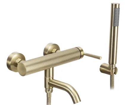Змішувач для ванни та душу REA ARGON BRUSHED GOLD з виливом