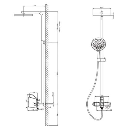 Душова колона зі змішувачем Mixxus Wilson 009-J Graphite (Колір графіт) (MI7122) — Photo 1