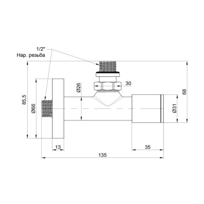 Комплект кранів SD Forte 1/2&quot; НР для рушникосушарки кутовий SF395W15 — Photo 1