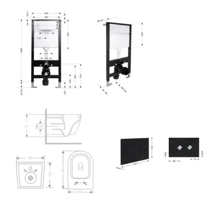 Готове рішення Qtap для ванної кімнати: підвісний унітаз Jay Ultra Quiet 485x360x320 + комплект інсталяції Standard (кругла клавіша Black) — Photo 1