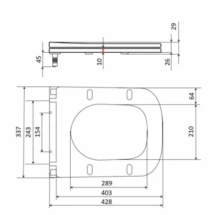 Сидіння для унітазу Qtap (Stork, Aquarius 630) 420x336x22 мм, White, з мікроліфтом, Slim Duroplast, Quick Release QTSC179W49263 — Photo 1