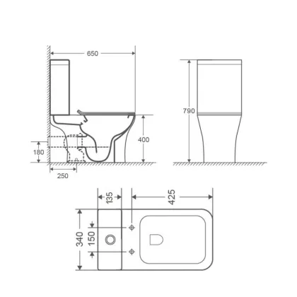 Унітаз-компакт Qtap Presto Quadro безободковий з сидінням Soft-close QT24221215AW — Photo 1
