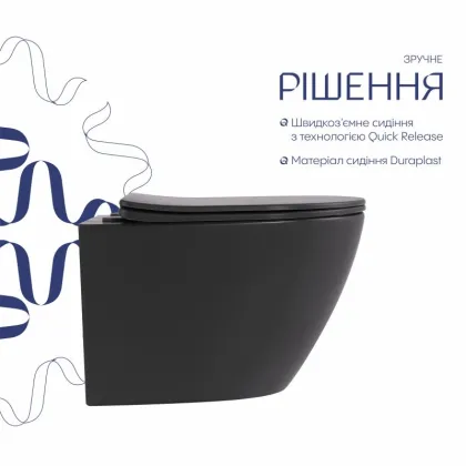 Унітаз підвісний Qtap Robin Ultra Quiet 520×365×340 мм, Anthracite, з сидінням Slim Duroplast / Soft-close / Quick Release QTROB26AN48995 — Photo 3