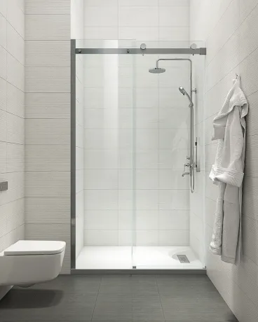 Двері в нішу Koer SR SD01-120x200-TR-07 прозоре скло Easy Clean 8мм, графіт (KR5378) — Photo 4