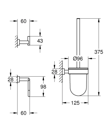 Набір аксесуарів 3 в 1 Grohe Essentials Cube New (40757001) — Photo 1