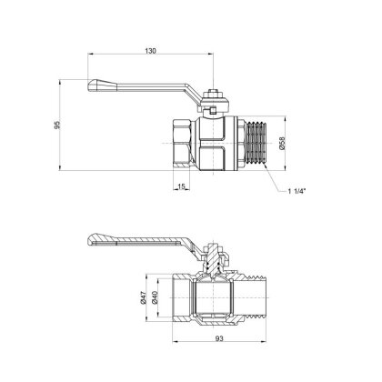 Кран кульовий Icma 1&quot; 1/4 прямий №352 — Photo 1