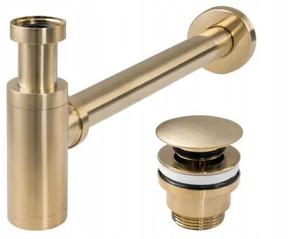 Сифон для раковини REA BRUSHED GOLD універсальний + CLICK-CLACK