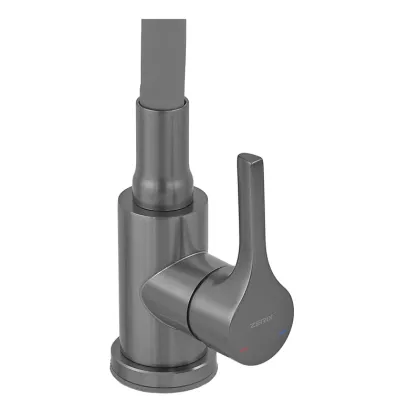 Змішувач для кухні ZERIX REX-011 GRAPHITE REFL.GREY з нерж. сталі (Колір графіт+силіконовий вилив сірий) (ZX6130) — Photo 6