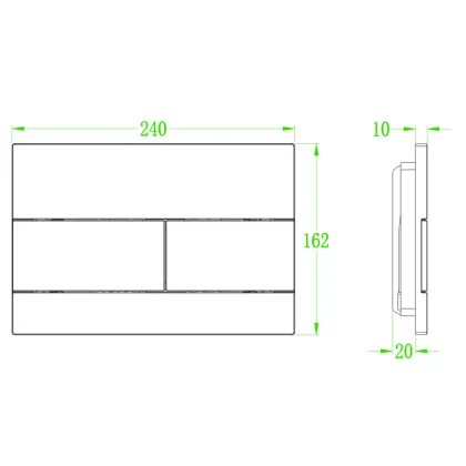 Панель змиву Koer KT-0603-03 240x160x10mm пластикова, кнопка лінійна — Photo 2