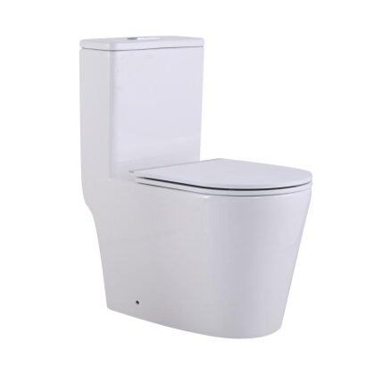 Унітаз-моноблок підлоговий Qtap Swan Ultra Quiet безобідковий з сидінням Soft-close WHITE QT16226080AW — Photo 2