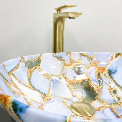 Умивальник (раковина) VBI PARMA MARBLE BLUE GLOSSY накладний — Photo 4