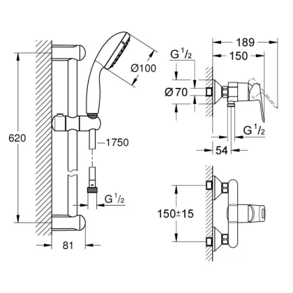 Душовий комплект 2в1 Grohe EX BauLoop (26129002) — Photo 1