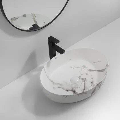 Раковина накладна MIXXUS PREMIUM ELLIPSE-0104 MARBLE 550х415х140mm (MP6554) — Photo 3