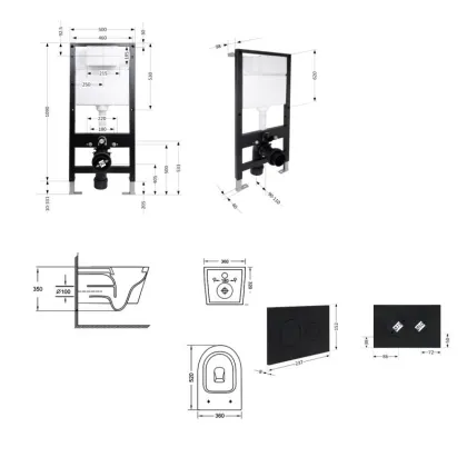 Готове рішення Qtap для ванної кімнати: підвісний унітаз Jay Ultra Quiet 520x360x320 + комплект інсталяції Standard (кругла клавіша Black) — Photo 1