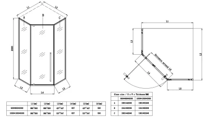 Душова кабіна без піддону Koer SR SC06-90x90x200-TR-01 прозоре скло Easy Clean 8мм, хром (KR5364) — Photo 4