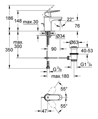 EUROSMART Cosmo-змішувач на умивальник GROHE 32825000 — Photo 1