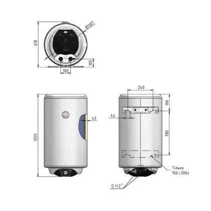 Водонагрівач електричний Thermo Alliance Spectra 200 л вертикальний, сухий керамічний ТЕН 2,0 кВт, d 586 мм — Photo 1