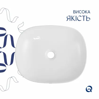Раковина накладна Qtap Aquarius 470x380x120 мм, Marble, прямокутна, з донним клапаном — Photo 3