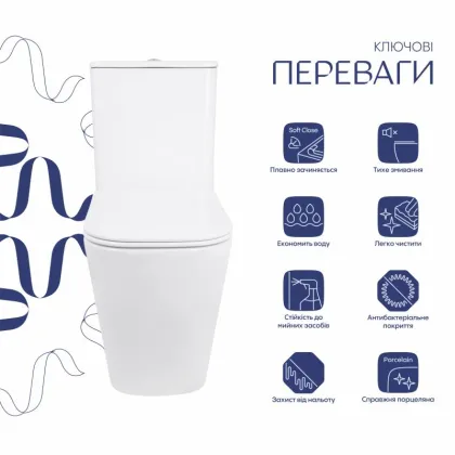 Унітаз підлоговий Qtap Stork Ultra Quiet 630×350×805 мм із сидінням Soft-close, White QTSTO27W49260 — Photo 2