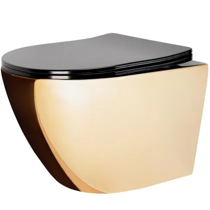 Підвісний унітаз REA CARLO FLAT MINI GOLD BLACK *