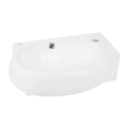 Комплект Qtap Leo: Раковина підвісна овальна права 430x290x140 мм White + Донний клапан PU02O — Photo 3