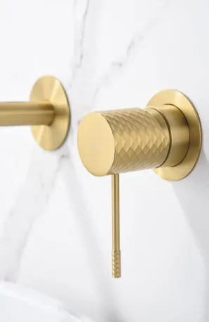 IMEX GENOVA BRUSHED GOLD Змішувач для умивальника зі стіни, PVD матове золото — Photo 1