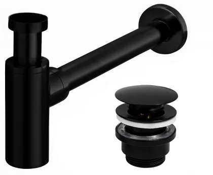 Сифон для раковини REA BLACK універсальний + CLICK-CLACK