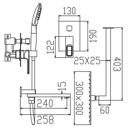 Душова система вбудована KOER KB-66009-04, 3 функціі (Колір хром+білий) (KR5990) — Photo 6