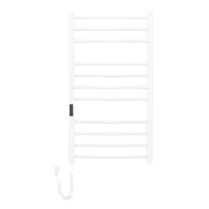 i-HEAT рушникосушарка електро, 120W, 500 * 900мм, AISI 304, 11п. (4-4-3) коло, стійки квадрат, таймер, терморегулятор, білий глянець, лівий — Photo 1