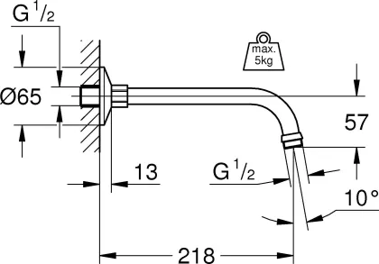 Душовий кронштейн Grohe Relexa 218 мм (27406000) — Photo 1