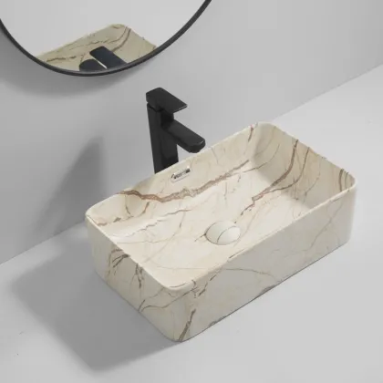 Раковина накладна Mixxus Premium QUADRO-0208 MARBLE 480х315х140mm з переливом (MP6518) — Photo 1