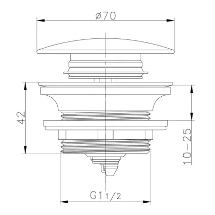 Донний клапан для ванни ZERIX BV-08 автоматичний (Click-Clack) (Колір хром) 1 1/2'' (ZX6025) — Photo 5