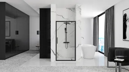 Душові двері REA RAPID SWING 100 BLACK — Photo 2