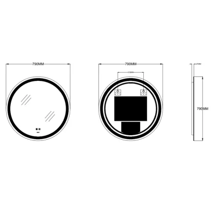 Дзеркало ZERIX SOLO MC01-80 з LED Touch, Anti-fog, димером, рег. яскравості (ZX6064) — Photo 4