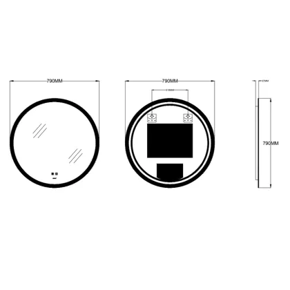 Дзеркало ZERIX SOLO MC02-80 з LED Touch, Anti-fog, димером, рег. яскравості (ZX6066) — Photo 1