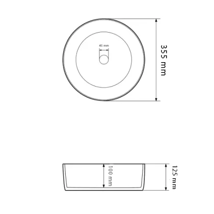 Умивальник (раковина) VBI PRATO WHITE BLACK MARBLE MATT накладний — Photo 3