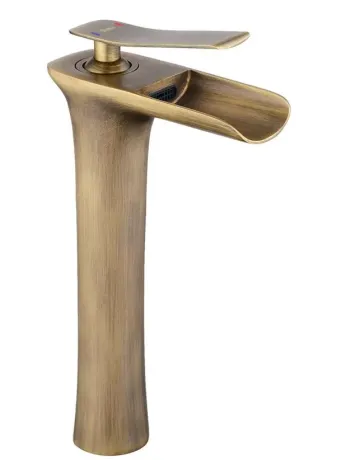Змішувач для раковини (умивальника) REA LAGUNA ANTIQUE BRUSHED GOLD високий
