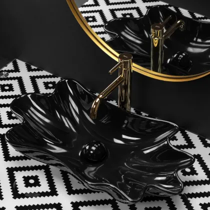 Умивальник (раковина) REA INFINITY BLACK чорний накладний * — Photo 2