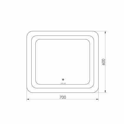 LUNA TANGA зеркало підвісне прямокутне 60*70см, з підсвічуванням по контуру, із сенсорним вимикачем — Photo 3