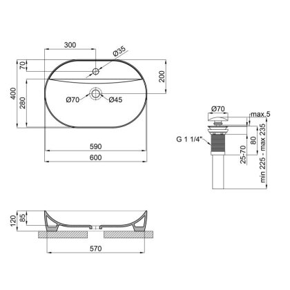 Раковина-чаша Qtap Scorpio 610x400x120 Matt black з донним клапаном QT142203MBMB — Photo 1