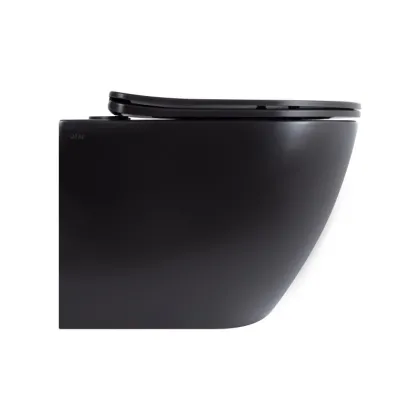 Унітаз підвісний Qtap Robin New Ultra Quiet безобідковий з сидінням Soft-close MATT BLACK QT13332381АSMB — Photo 3