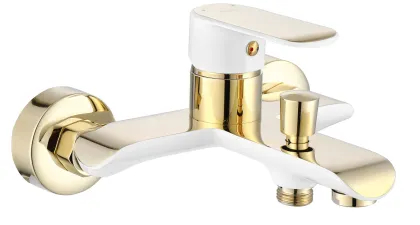 Змішувач для ванни та душу REA BLOOM WHITE GOLD настінний з виливом — Photo 1