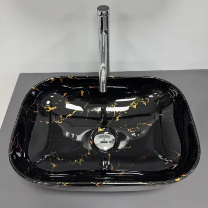 Умивальник (раковина) VBI RAVENNA BLACK LIGHTNING GLOSSY накладний — Photo 1