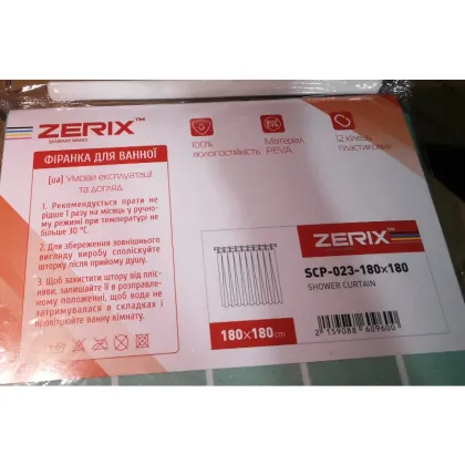 Шторка для ванної ZERIX SCP-023-180x180 з PEVA (поліетиленвінілацетату) (Візерунок "Клітина" блакитна) (ZX6096) — Photo 2