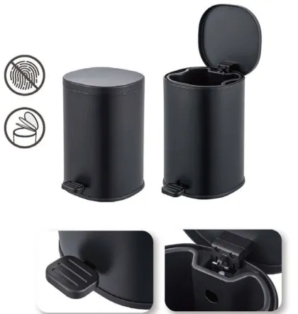 Відро для сміття з плавним закриттям овальне ZERIX PRIME-TC0105 BLACK 5 л (колір чорний) (ZX5902) — Photo 7