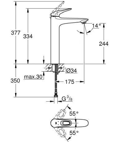 Змішувач на стільницю для раковини XL-розміру Grohe Eurostyle (23570003) — Photo 1