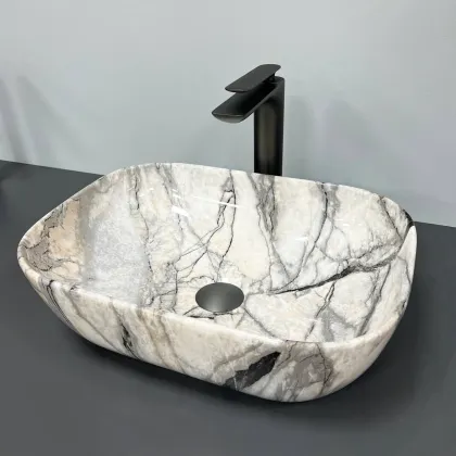 Умивальник (раковина) VBI RAVENNA LIGHT GREY ONYX GLOSSY накладний — Photo 2