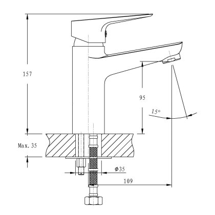 KIT 300901 набір змішувачів (3 в 1), змішувач для умивальника, змішувач для ванни, душовий гарнітур — Photo 2